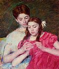 Mary Cassatt The Crochet Lesson painting
